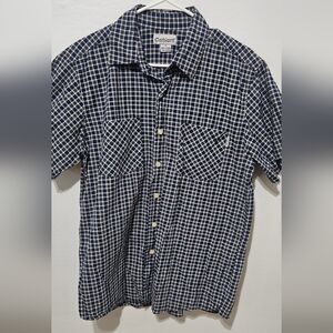 Carhartt Short Sleeve Blue Plaid Relaxed Fit Button Down Mens L  100% B10